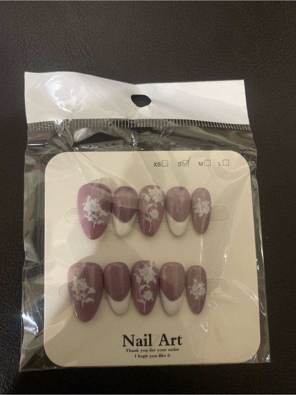 Mauve Floral French Tip Press-On Nails